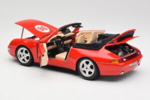 Porsche 911 993 Carrera Kabriolett Punane Bburago 1:18 3090 Metall - pilt 5/8