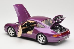 Porsche 911 993 Carrera Lilla Bburago 1:18 3060-M2 Metall - pilt 5/8