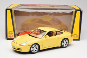Porsche 911 996 Carrera Kollane Bburago 1:18 30085-M1 Metall - pilt 8/8