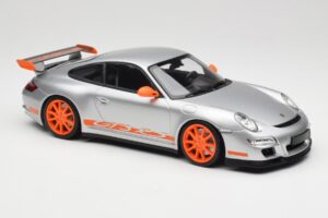 Porsche 911 997.1 GT3 RS Hõbedane Oranžide Velgedega Minichamps 1:18 155062120 Metall - pilt 4/6