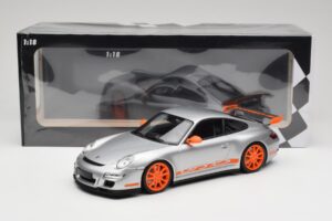 Porsche 911 997.1 GT3 RS Hõbedane Oranžide Velgedega Minichamps 1:18 155062120 Metall - pilt 6/6