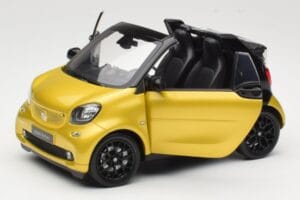 Smart Fortwo 453 Kabriolett Must Ja Kollane Norev 1:18 B66960289 Metall - pilt 2/8