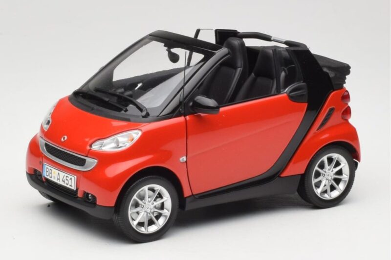 Smart Fortwo W451 Kabriolett Punane Must Minichamps 1:18 150036333 Metall