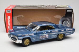 Pontiac Catalina Super Duty Super Stock #655 Sinine 1962 Auto World 1:18 AW201/06 Metall - pilt 8/8