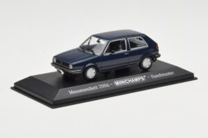 Volkswagen Golf Mk2 Sinine Messidemonstraator Minichamps 1:43 GOLFHANDMUSTER Metall - pilt 2/4