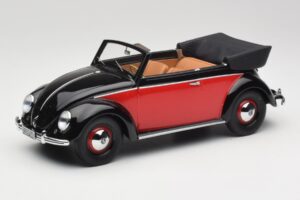 Volkswagen Beetle Kabriolett Must & Punane Minichamps 1:18 107054132 Vaik