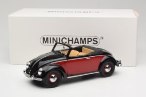 Volkswagen Beetle Hebmuller Kabriolett Must & Punane Minichamps 1:18 107054230 Vaik - pilt 6/6