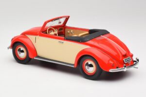 Volkswagen Beetle Hebmuller Kabriolett Punane & Kreemjas Minichamps 1:18 107054231 Vaik - pilt 5/6