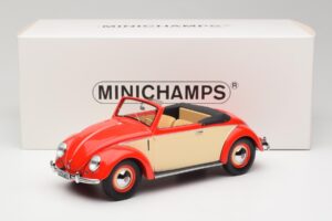 Volkswagen Beetle Hebmuller Kabriolett Punane & Kreemjas Minichamps 1:18 107054231 Vaik - pilt 6/6