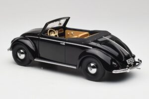 Volkswagen Beetle Type 1 Hebmuller Kabriolett Must Minichamps 1:18 107054232 Metall - pilt 5/6