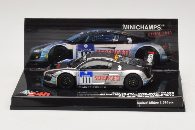 Audi R8 LMS GT3 #111 Metha / Breslin Black Falcon 24 Hours of Nurburgring 2010 Minichamps 1:43 Audi R8 LMS GT3 #111 Metha / Breslin Black Falcon 24 Hours of Nurburgring 2010 Minichamps 1:43 437101911 Metall