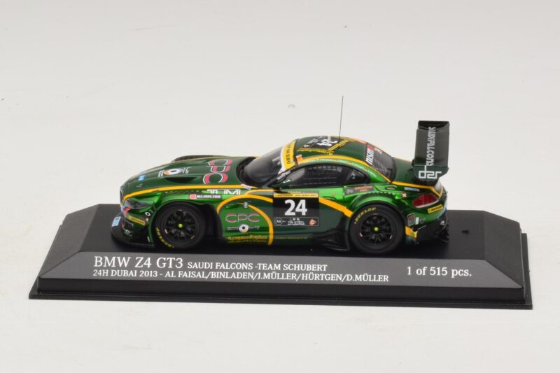 BMW Z4 GT3 Saudi Falcons #24 Al Faisal / Binladen 24 Hours of Dubai 2013 Minichamps 1:43 BMW Z4 GT3 Saudi Falcons #24 Al Faisal / Binladen 24 Hours of Dubai 2013 Minichamps 1:43 437132424 Metall