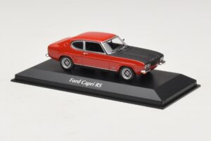 Ford Capri I Punane Musta Kapotiga Maxichamps 1:43 940085801 Metall - pilt 3/4