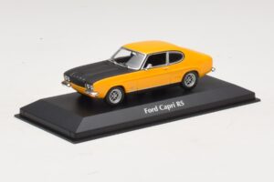 Ford Capri Mk1 RS Kollane Musta Kapotiga Maxichamps 1:43 940085800 Metall - pilt 2/4