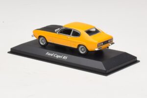 Ford Capri Mk1 RS Kollane Musta Kapotiga Maxichamps 1:43 940085800 Metall - pilt 3/4