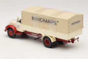 Magirus-Deutz S 7500 Jupiter Platvormveok Valge Punane Minichamps 1:43 439141022 Metall - pilt 5/6