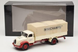 Magirus-Deutz S 7500 Jupiter Platvormveok Valge Punane Minichamps 1:43 439141022 Metall - pilt 6/6