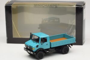 Mercedes Unimog 1300 L Platvormiga Veoauto Sinine Minichamps 1:43 439033020 Metall - pilt 6/6