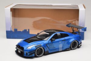 Nissan GT-R R35 Liberty Walk Work T2 Sinine Metallik Solido 1:18 S1805801 Metall - pilt 6/6