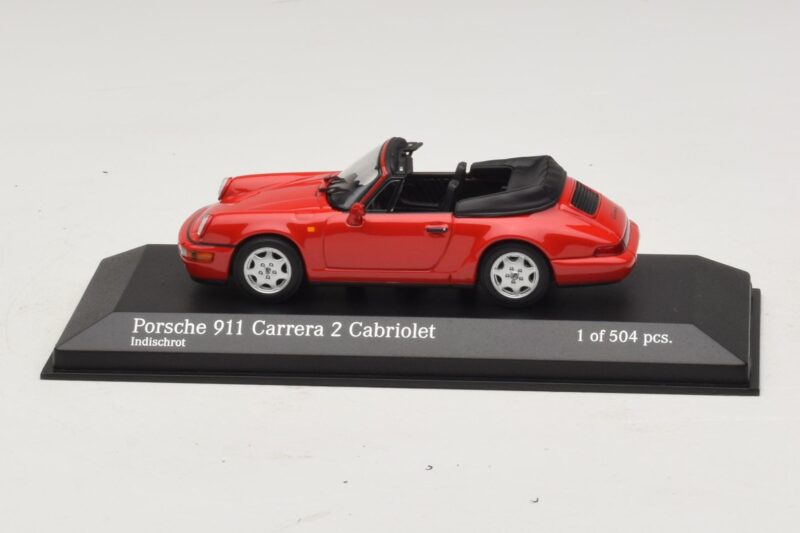 Porsche 911 964 Carrera 2 Cabriolet Punane Minichamps 1:43 430067330 Metall