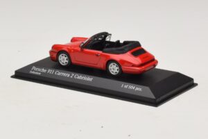 Porsche 911 964 Carrera 2 Cabriolet Punane Minichamps 1:43 430067330 Metall - pilt 3/4