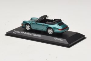 Porsche 911 964 Carrera 2 Cabriolet Türkiissinine Minichamps 1:43 430067332 Metall - pilt 3/4