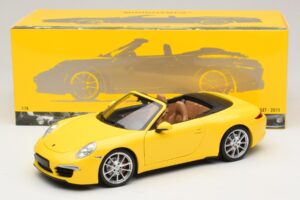 Porsche 911 991 Carrera S Kabriolett Kollane Minichamps 1:18 100061031 Metall - pilt 8/8