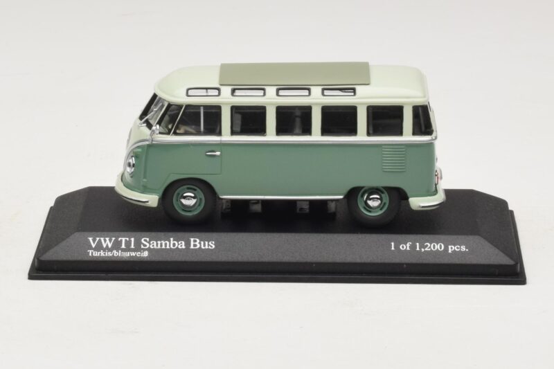 Volkswagen T1 Samba Bus Türkiissinine Valge Minichamps 1:43 430052306 Metall