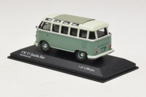 Volkswagen T1 Samba Bus Türkiissinine Valge Minichamps 1:43 430052306 Metall - pilt 3/4
