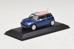 Mini Cooper S R53 Sinine Ameerika Lipuga Minichamps 1:43 MINI014 Metall - pilt 2/5