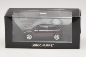 Mini Cooper S R53 Tumepunane Musta Katusega Minichamps 1:43 MINI028 Metall - pilt 5/5