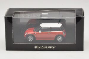 Mini Cooper S R53 Punane Valge Katusega Minichamps 1:43 MINI025 Metall - pilt 5/5