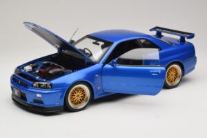 Nissan Skyline GT-R R34 V-Spec II Sinine Metallik BBS Veljed KK-Scale 1:12 KKDC120211-2 Metall - pilt 2/8