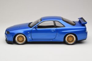 Nissan Skyline GT-R R34 V-Spec II Sinine Metallik BBS Veljed KK-Scale 1:12 KKDC120211-2 Metall - pilt 4/8