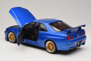 Nissan Skyline GT-R R34 V-Spec II Sinine Metallik BBS Veljed KK-Scale 1:12 KKDC120211-2 Metall - pilt 5/8
