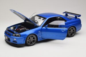 Nissan Skyline GT-R R34 V-Spec II Sinine Metallik OEM Veljed KK-Scale 1:12 KKDC120211-1 Metall - pilt 2/8