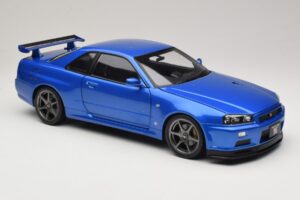 Nissan Skyline GT-R R34 V-Spec II Sinine Metallik OEM Veljed KK-Scale 1:12 KKDC120211-1 Metall - pilt 6/8