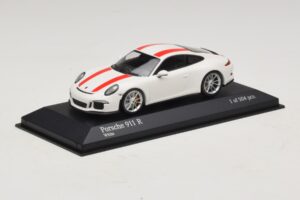 Porsche 911 991.1 R Valge Punaste Triipudega Minichamps 1:43 410066220 Metall - pilt 3/6