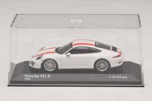 Porsche 911 991.1 R Valge Punaste Triipudega Minichamps 1:43 410066220 Metall - pilt 5/6