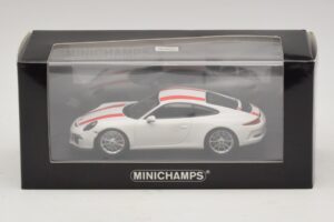 Porsche 911 991.1 R Valge Punaste Triipudega Minichamps 1:43 410066220 Metall - pilt 6/6